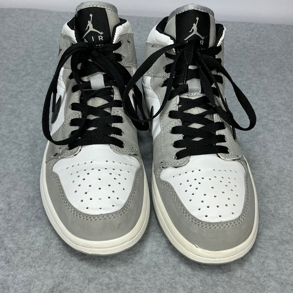 Jordan 1 Mid Light Smoke Grey White Black 554724-092 Mens Size 8